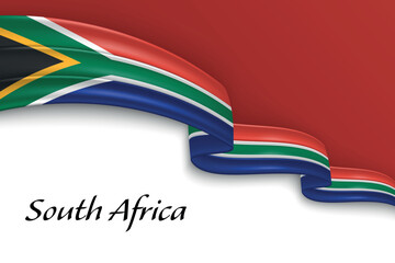 Waving ribbon with flag of South Africa