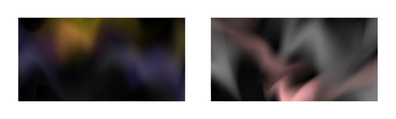 Dark gradient. Multi-colored smoke effect. Northern lights. Unusual abstract background. Wallpaper or cover. Set of two backgrounds.