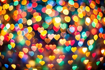 Naklejka premium Festive Overlay Effect Colorful Heart Bokeh Festive Glow