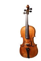 Obraz premium Beautiful true antique violin handmade isolated on white background with space for text