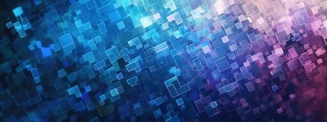 A blue and purple background with many squares