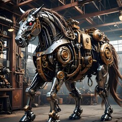 Cyborg horse ,Cyberpunk Cyborg horse Illustration, horse Mechanical Robot,cyberpunk Robot horse , cybernetic horse.
