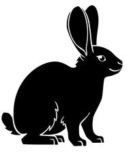 Rabbit or hare - black vector animal silhouette for logo or pictogram. Rabbit - a sign for identity, an icon