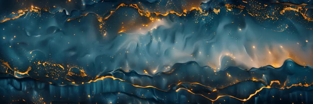 dark blue abstract background with gold strokes