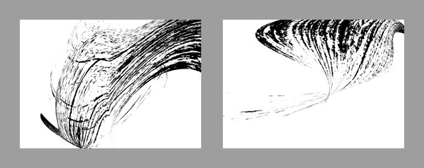 Strokes of black paint on a white background. Set of two templates. Graffiti element. Design template for the design of banners, posters, booklets, covers, magazines. EPS 10