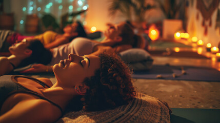 Evening Yoga and Meditation Class with Candlelight Ambiance