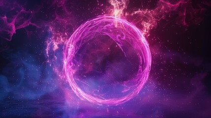 Cosmic Energy Sphere in Vibrant Purple Galaxy