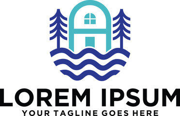 Fototapeta premium Lake house A letter logo