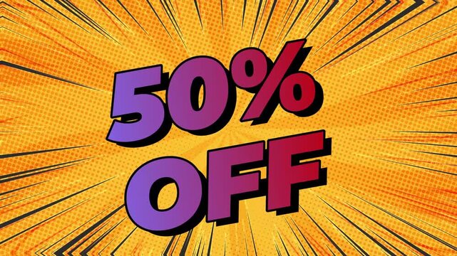 50% OFF | Dynamic Sale Animation with Speed Lines | 50% Discount Animation