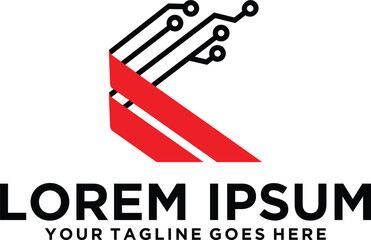 Letter K circuit technology logo