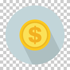 Dollar paper money icon, symbol on color background. Vector isolated design