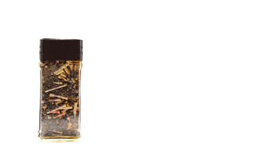A full glass jar of cigarette butts. The concept of lung cancer.