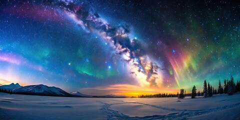 A stunning image of the Arctic night sky filled with shimmering stars and vibrant colors