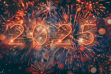 Happy New Year 2025 with Fireworks