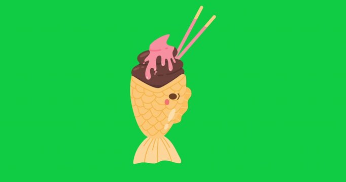 Pistachio taiyaki ice cream animation