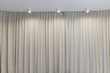 Light curtain that dropped down as a straight line with light bulbs on the ceiling. Background for...