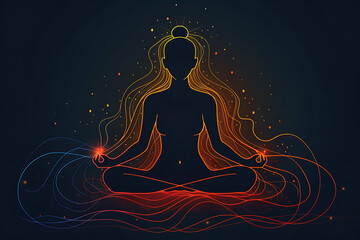 human sitting in the lotus position, meditating. The image captures the essence of tranquility, focus, and inner peace