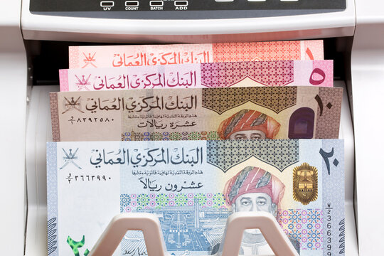 Omani rial in the counting machine