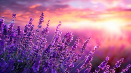 Obraz premium Enchanting Lavender Landscape at Sunset