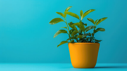 Obraz premium Cheerful atmosphere with colorful plant on vibrant background for home or office
