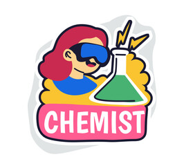 Vector illustration of a cartoon chemist