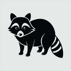 Raccoon silhouette vector art illustration.