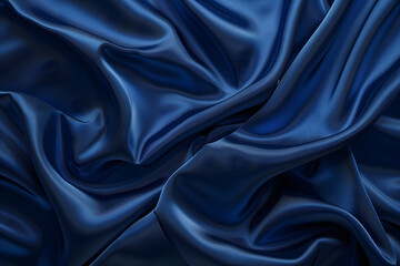 Fototapeta premium High-resolution seamless dark blue silk texture, luxurious fabric background with smooth wave patterns for design projects