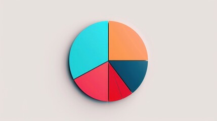 Multi-colored 3D pie chart graph on neutral background depicting data analysis and statistics visualization, perfect for business presentations.