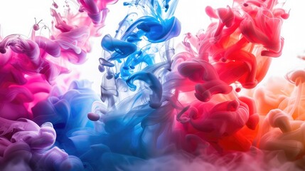 Fototapeta premium Colorful clouds of smoke of different colors on a colourful background , Colorful cloud of smoke of vape on a colourful background ,Copy space , Smoke texture of trendy abstract background 
