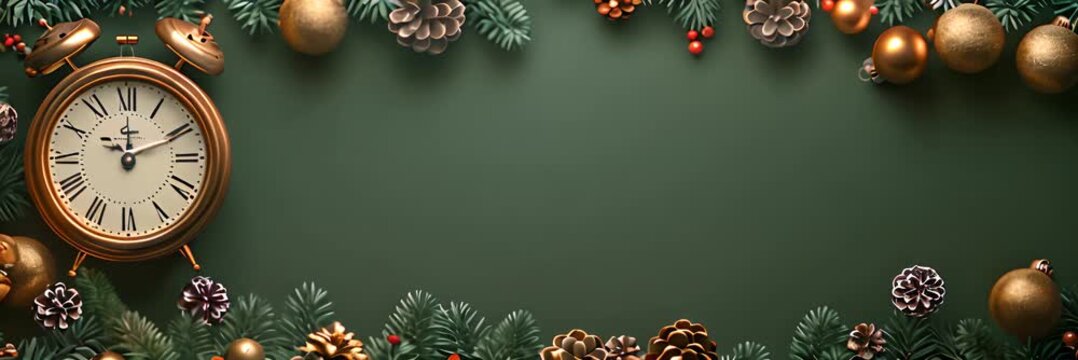 christmas background with clock