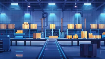 High-tech logistics center using AI for inventory management, Supply Chain Management