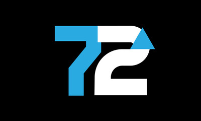 72 Triangle Number Logo Blue White Simple Modern