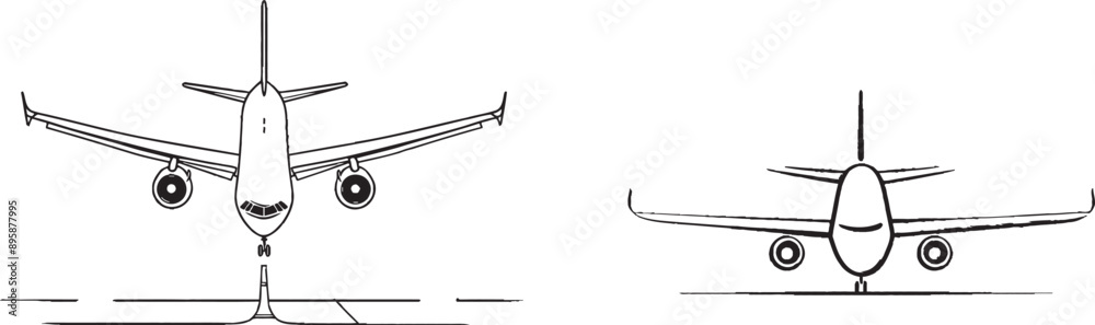 Aufkleber drawing of a plane in one line. minimalism art. plane transportation in a continuous line. modern il