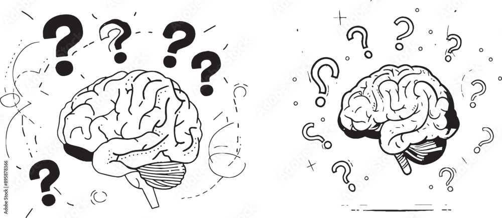 Aufkleber this is a line drawing of a brain encircled by a pink flat silhouette. human organs. this is a trend