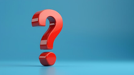 Red question mark symbol 3D design isolated on blue background