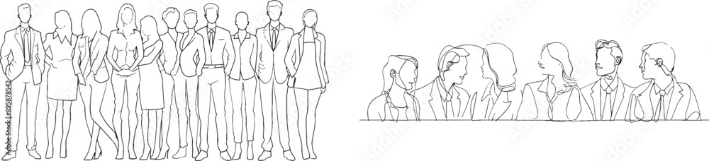 Aufkleber Modern illustration of continuous line drawing of business people. Template for your design projects.