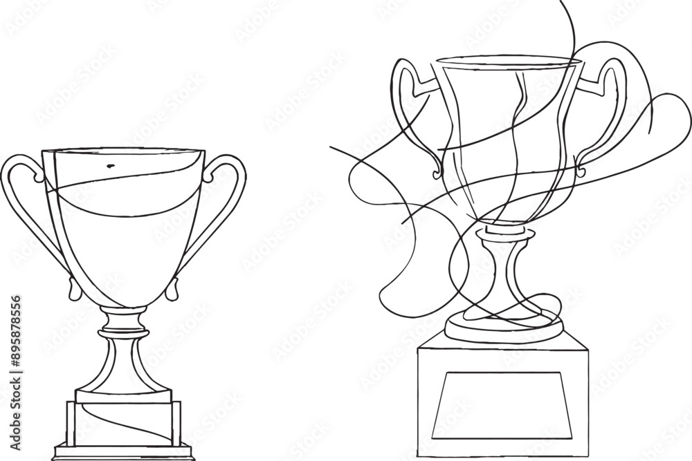 Poster an illustration of a winner trophy with a minimalistic object design in a modern style