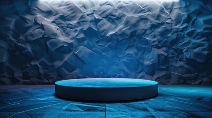 Mysterious Floating Platform in Futuristic Blue Environment