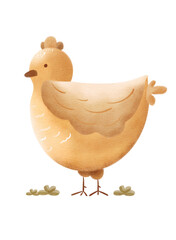 Watercolor cartoon chicken