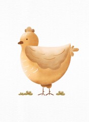 Watercolor cartoon chicken