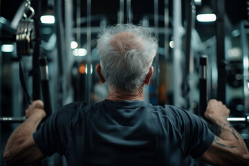 Beautiful elderly people attending gym having healthy lifestyle way of life, modern indoors sports space, Generative AI