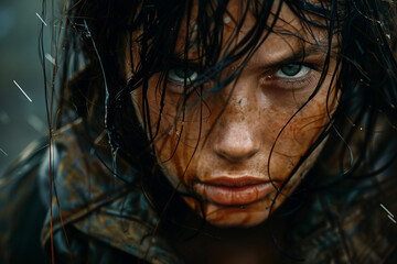 Apocalypse dangerous nature disaster ruined city generative Ai concept