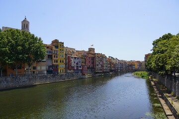 View of the city of Girona and the Onyar river in Spain