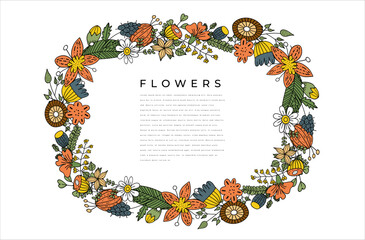 Wildflower floral wreath greeting card