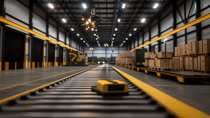 Obraz premium Modern Warehouse Interior with Conveyor Belt 