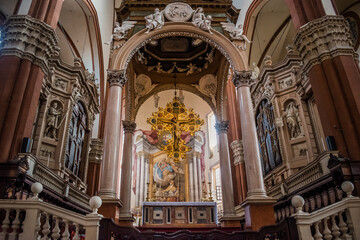 Fototapeta premium Ciborium of Vignola with 15th century wooden crucifix inside Basilica di San Petronio, Bologna ITALY 