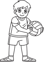 Volleyball Player with Ball Isolated Coloring 