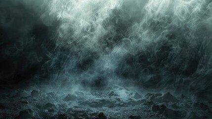 Dark smoky ground with fog and mist, perfect for creating eerie and mysterious backgrounds