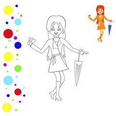 Coloring page of elegant humanization autumn lady