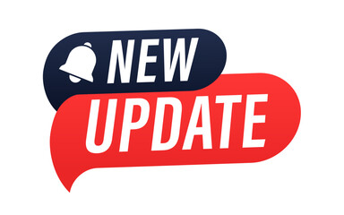 Obraz premium New Update Speech Bubble. Modern label new update with bell. Web Banner with notification bell. Announcement for new update. Vector illustration